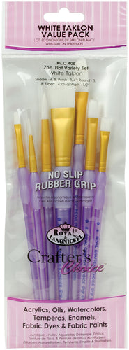 Crafter's Choice White Taklon Flat Brush Variety Set