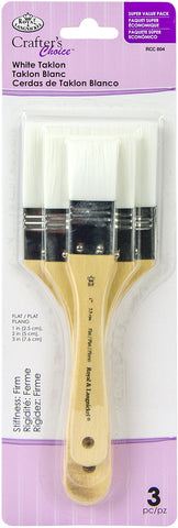 Crafter's Choice White Taklon Large Flat Brush Variety Set