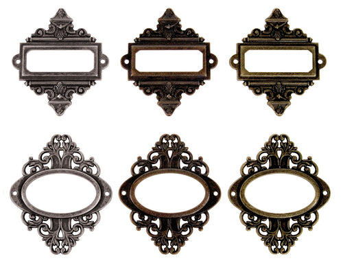Idea-Ology Metal Ornate Plates W/Brads 2.25"X2.5" 6/Pkg