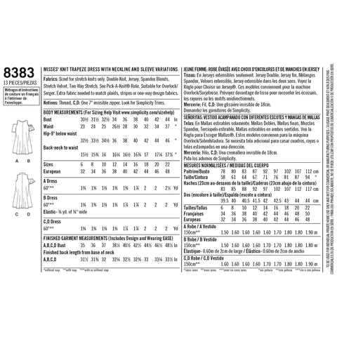 Simplicity In K Designs Easy-To-Sew Misses Trapeze Dress