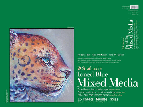 Strathmore 400 Series Mixed Media Pad - Tone Blue 18"X24"