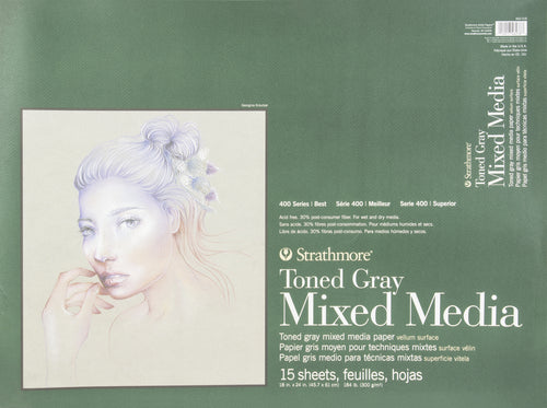 Strathmore 400 Series Mixed Media Pad - Tone Gray 18"X24"