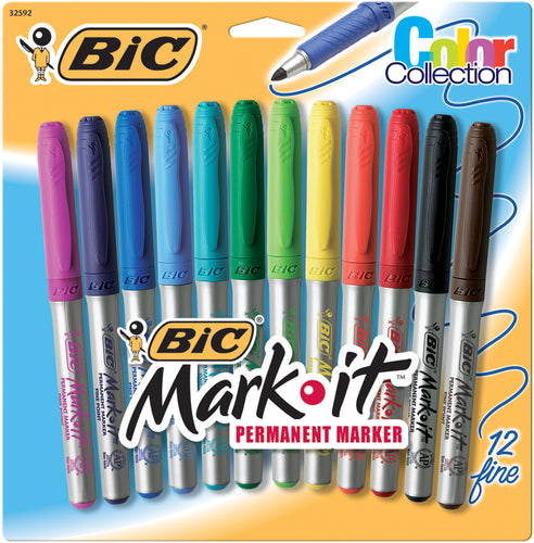 BIC Mark-It Fine Point Permanent Markers 12/Pkg