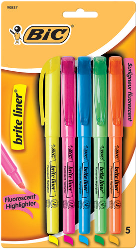 BIC Brite Liner Fluorescent Highlighters 5/Pkg