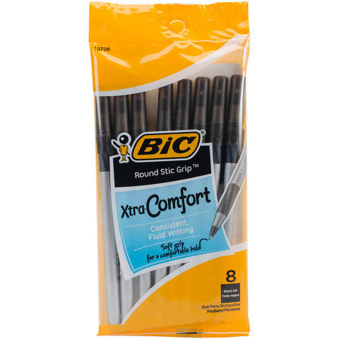 BIC Xtra Comfort Round Stic Medium Ballpoint Pens 8/Pkg