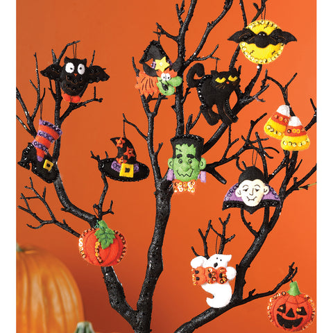 Bucilla Felt Ornaments Applique Kit 3"X2" Set of 12
