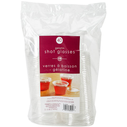Plastic Gelatin Shot Glasses W/Lids 2.5oz 40/Pkg