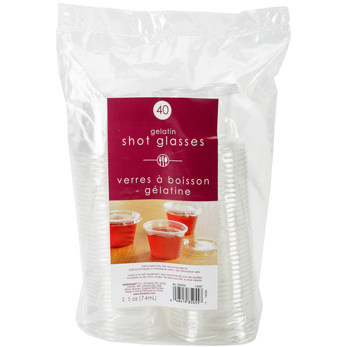 Plastic Gelatin Shot Glasses W/Lids 2.5oz 40/Pkg