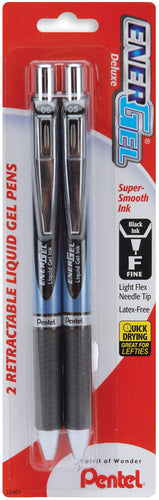 Pentel EnerGel Deluxe Retractable Liquid Gel Pen .5mm 2/Pkg