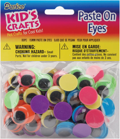 Paste-On Wiggle Eyes 15mm 80/Pkg