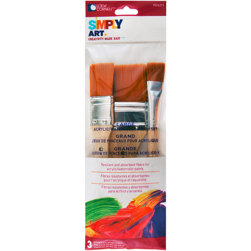 Simply Art Large Nylon Flat Brush 3/Set