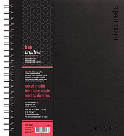 Bee Paper Company Paper Bee Creative Mixed Media Book, 8-1/2"-by-11, 8-1/2x11, 8-1/2-inch x 11-inch, 50 Sheet Art Journal