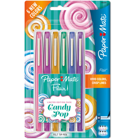 Paper Mate Candy Pop Flair Medium Felt Tip Pens 6/Pkg