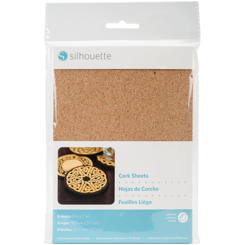 Silhouette Adhesive Cork Sheets 5"X7" 8/Pkg