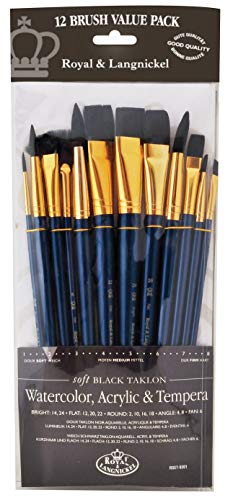 Royal & Langnickel - 9300 Series 10760:Zip N' Close 12-Piece Black Taklon Brush Set 1 - RSET-9301