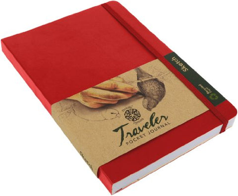 Pentalic Traveler Pocket Journal Sketch, 8" x 6", Red