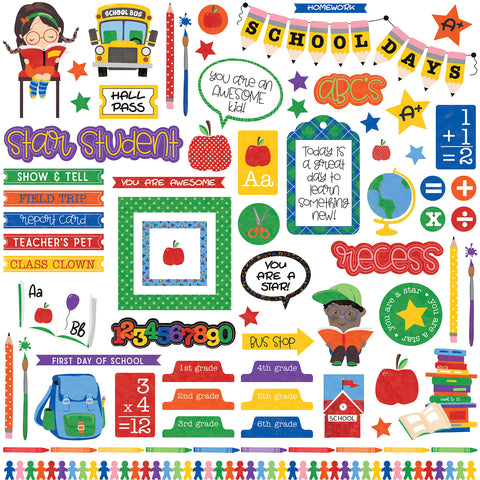 School Days Stickers 12"X12"