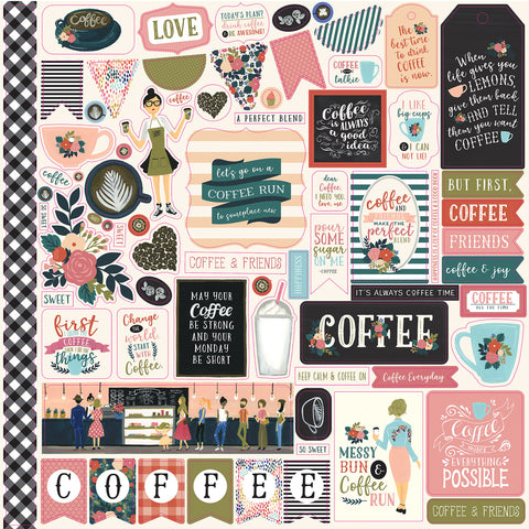 Coffee Cardstock Stickers 12"X12"