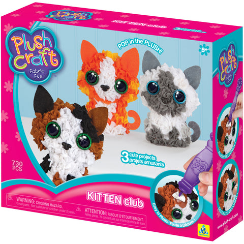 Plush Craft Fabric Fun Kit Kitten Club 3/Pkg