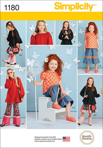 Simplicity Scientific Seamstress Girls Tops Pants & Skirt