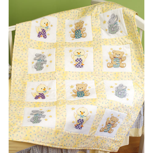 Janlynn Stamped Cross Stitch Quilt Blocks 9"X9" 12/Pkg