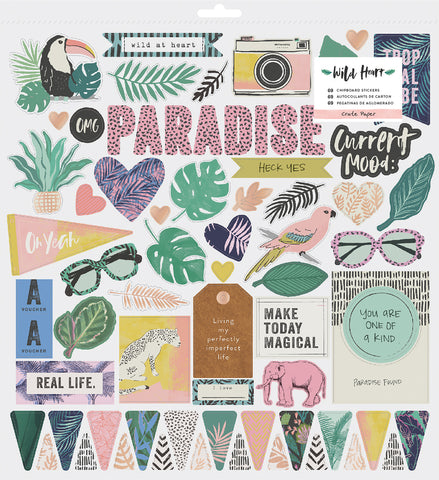 Wild Heart Chipboard Stickers 12"X12"