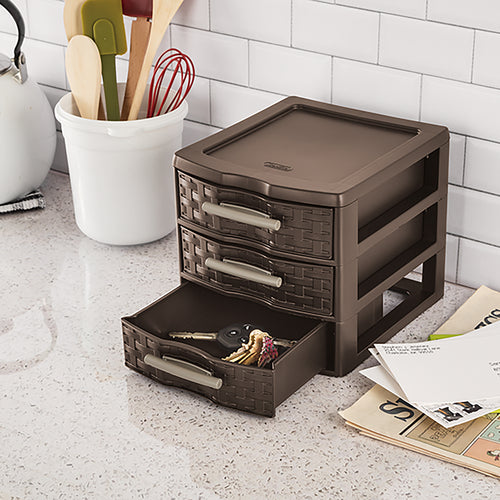Sterilite Small Weave 3 Drawer Storage Unit