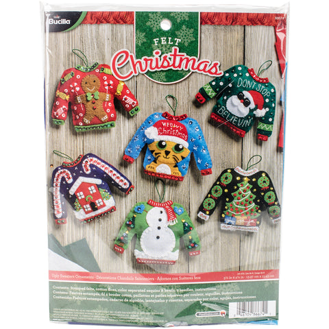 Bucilla Felt Ornaments Applique Kit 4.5"X5.5" Set of 6