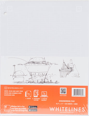 Whitelines Engineering Computation Pad 8.5"X11" 80 Sheets