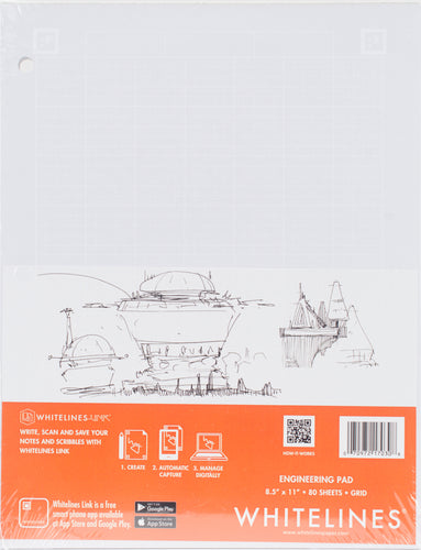 Whitelines Engineering Computation Pad 8.5"X11" 80 Sheets