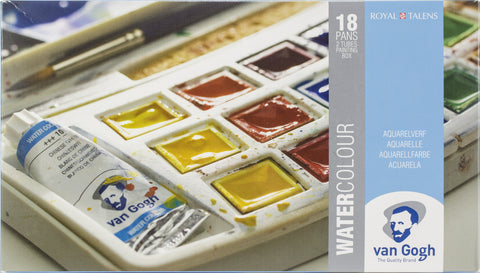Van Gogh Watercolour 18 Pan W/2 Tubes Plastic Pocket Box