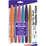 Pentel Arts Sign Pens With Brush Tip 6/Pkg