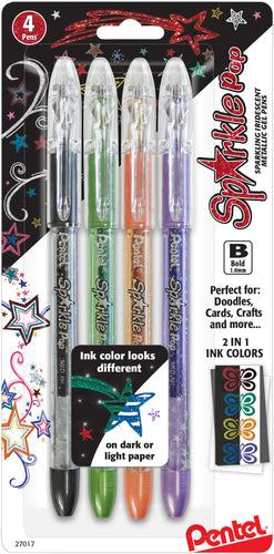 Pentel Sparkle Pop Metallic Gel Pens 1.0mm 4/Pkg