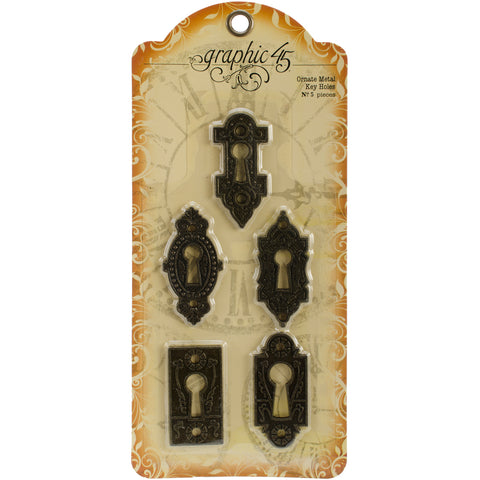 Graphic 45 Staples Ornate Metal Key Holes 5/Pkg