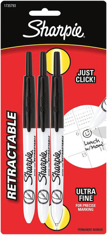 Sharpie Ultra Fine Point Retractable Permanent Markers 3/Pkg