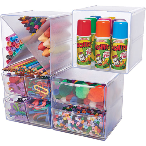 Deflecto Stackable 2 Drawer Cube Storage Organizer