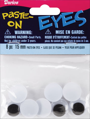 Paste-On Wiggle Eyes 15mm 8/Pkg