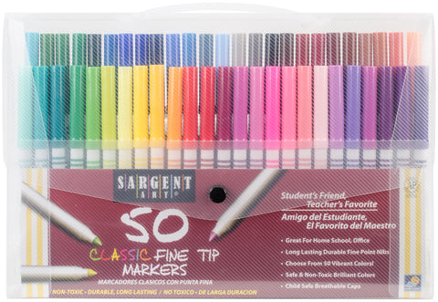 Classic Fine Tip Markers W/Case 50/Pkg