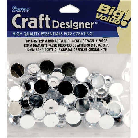 Rhinestones Round 12mm 70/Pkg