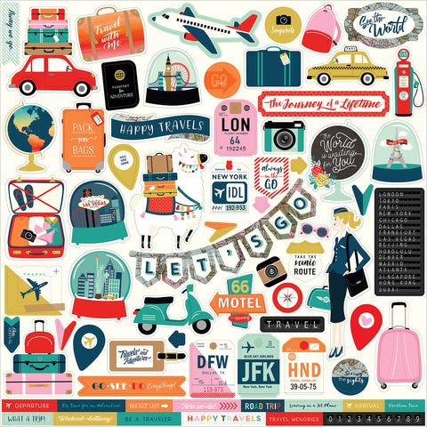 Pack Your Bags Cardstock Stickers 12"X12"