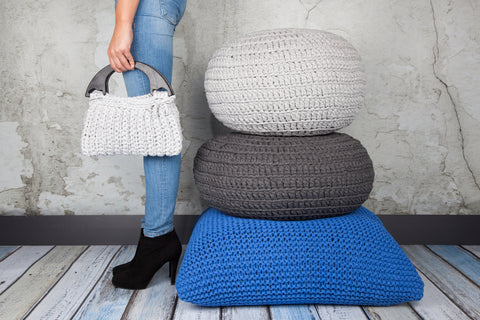 Hoooked Knit & Crochet Pouf Kit W/Zpagetti Yarn