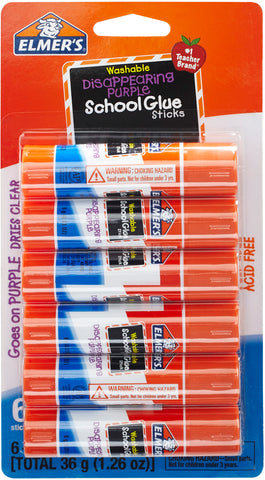 Elmer's Washable School Glue Sticks - Purple 6/Pkg