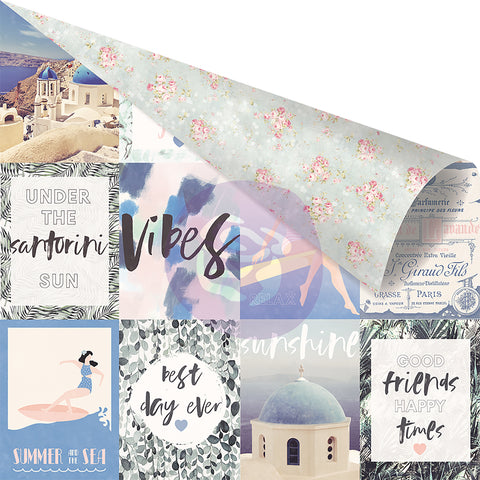 Santorini Aqua Foiled Double-Sided Cardstock 12"X12"