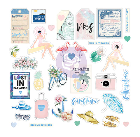 Prima Marketing Santorini Cardstock /Acetate Ephemera 55/Pkg