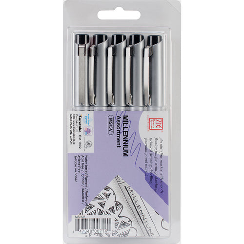 ZIG Millennium Assorted Point Pens 5/Pkg
