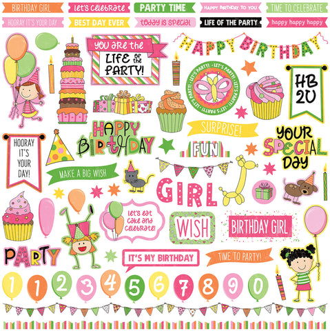 Birthday Girl Wishes Stickers 12"X12"