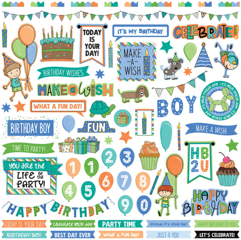Birthday Boy Wishes Stickers 12"X12"