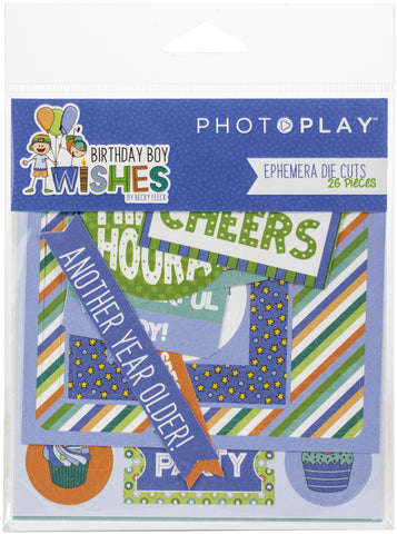 Birthday Boy Wishes Ephemera Cardstock Die-Cuts 26/Pkg