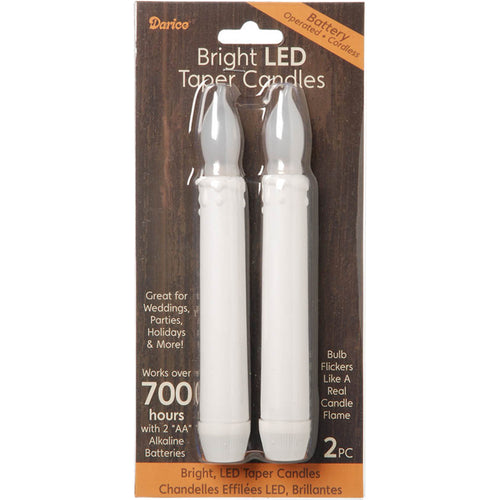 Battery Operated LED Taper Candles 6.5" 2/Pkg