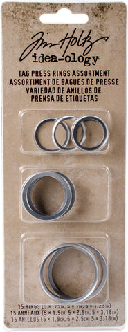 Tim Holtz Tag Press Rings Assorted 15/Pkg